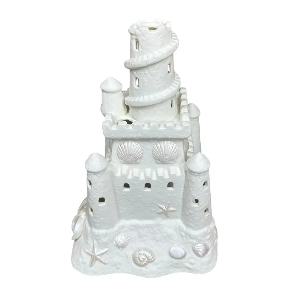 PartyLite Bisque Porcelain Sandcastle Beach House Decor Tea Light Candle Holder